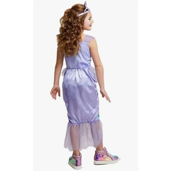 Girls Costume Mermaid Iridescent Rainbow Mermaid Costume Satin Mesh Large NWT - Picture 2 of 7